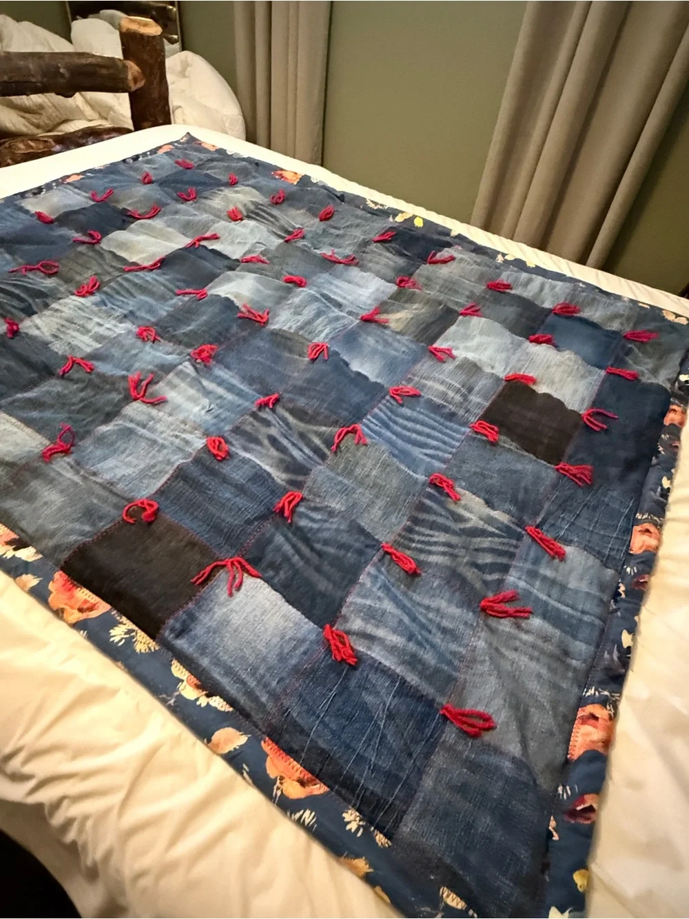 Handmade Denim Patchwork Throw 5ft x4ft
